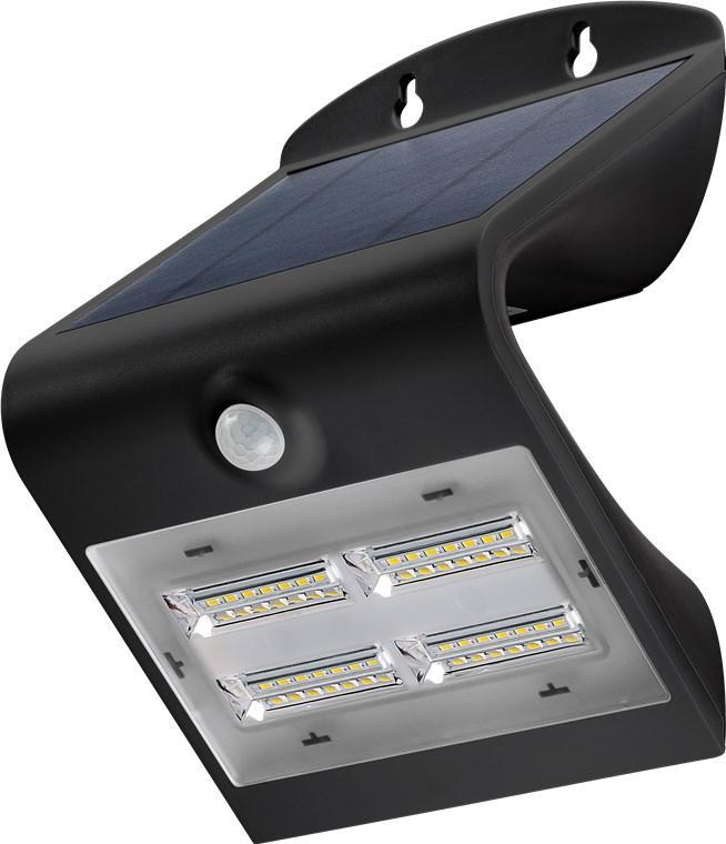 LED Solar Wall Light with Motion Sensor, 3.2 W, Black
