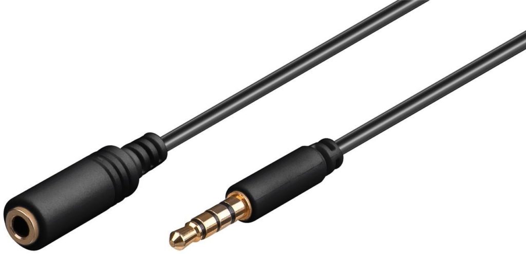 Headphone and Audio AUX Extension Cable, 4-pin 3.5 mm Slim, CU
