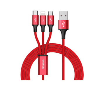 Rapid Baseus Series 3-in-1 Cable Micro + Lightning + Type-C 3A 1.2M Red (CAMLT-SU09)