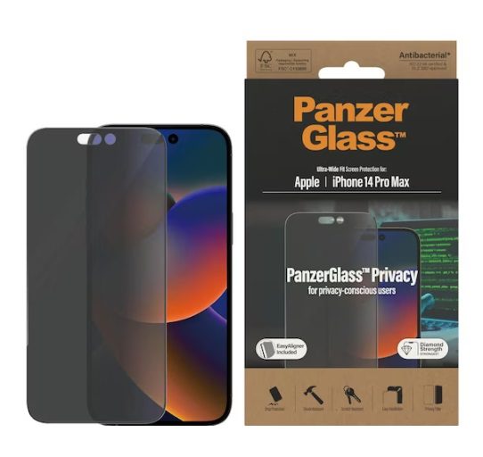 PanzerGlass Screen Protector Ultra Wide Fit Privacy iPhone 14 Pro Max (1 Piece), iPhone 14 Pro Max