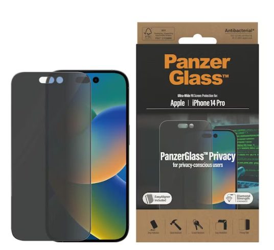 PanzerGlass Ultra Wide Fit Privacy (1 Piece), iPhone 14 Pro