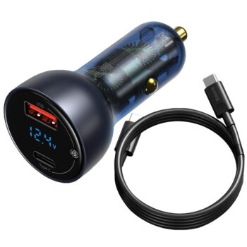 Baseus Particular Digital Display QC+PPS Dual Quick Charger Car Charger 65W - Dark Gray (TZCCKX-0G)