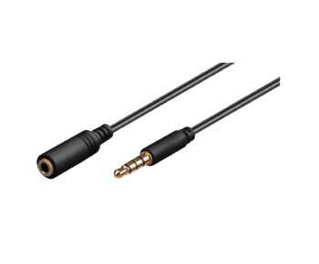 Goobay Headphone and Audio Extension Cable AUX, 4-Pin 3.5mm Slim, CU 5m - Black