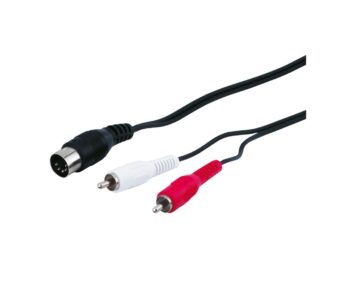 Goobay Audio Video Cable, 1.5m, 5-Pin DIN to 2x RCA - Black