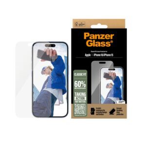 PanzerGlass Classic Fit Screen Protector (1 Piece) For iPhone 16, iPhone 15