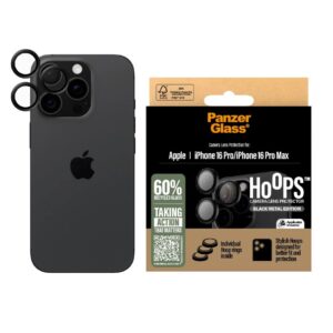 PanzerGlass Hoops Black Camera Lens Protector (1 Piece) For iPhone 16 Pro Max & iPhone 16 Pro