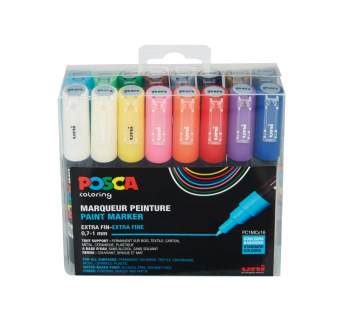 Posca PC-1MC Marker Set, 1.00 mm, (16 Pieces) – Multicolour