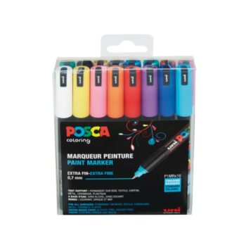 Posca PC-1MR Fineliner Set, 0.70 mm, (16 Pieces) – Assorted Colours