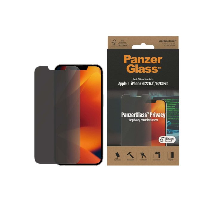 PanzerGlass Classic Fit Privacy (1 Piece), iPhone 14, iPhone 13 Pro, iPhone 13