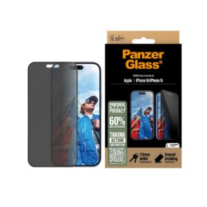 PanzerGlass Privacy Screen Protector Ultra-Wide Fit (1 Piece), iPhone 15, iPhone16