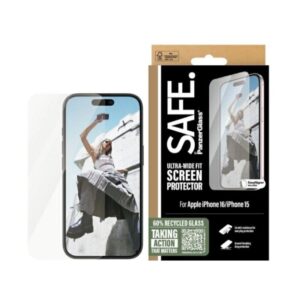 PanzerGlass Safe (1 Piece) Screen Protector iPhone '24 6.1" Ultra-Wide Fit For iPhone 16, iPhone 15