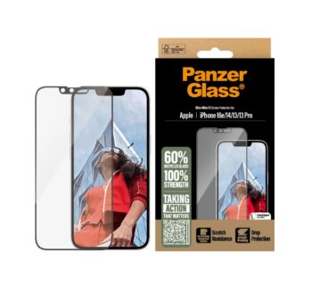 PanzerGlass Screen Protector Ultra-Wide Fit w. Aligner (1 Piece), Apple iPhone 16e, Apple iPhone 14, Apple iPhone 13, Apple iPhone 13 Pro