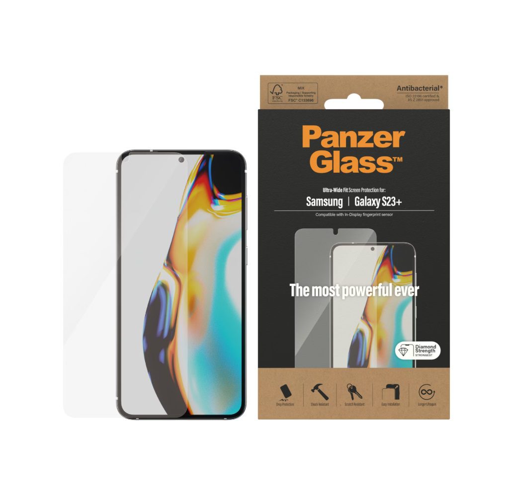 PanzerGlass Ultra-Wide Fit Screen Protector (1 Piece), Samsung Galaxy S23+