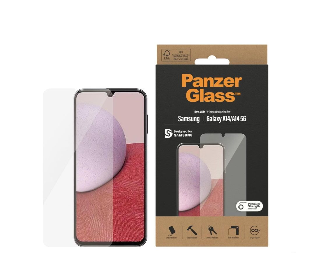 PanzerGlass Ultra-Wide Fit Screen Protector (1 Piece), Samsung Galaxy A14, Samsung Galaxy A14 5G