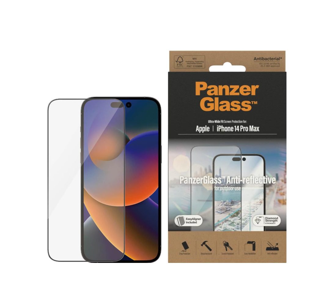 PanzerGlass Ultra-Wide Fit Anti-Reflective Screen Protector (1 Piece), iPhone 14 Pro Max