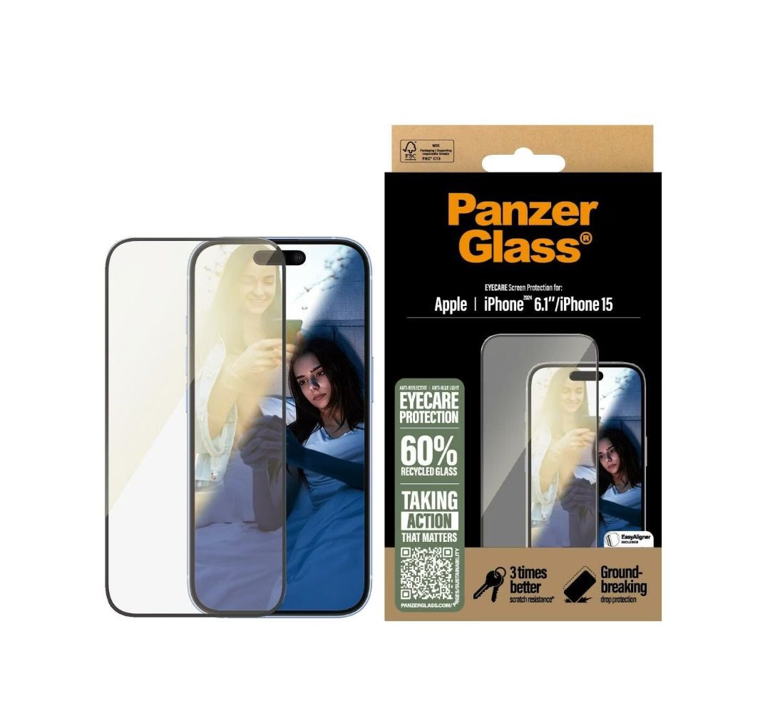 PanzerGlass EyeCare Screen Protection (1 Piece), iPhone 15, iPhone 16