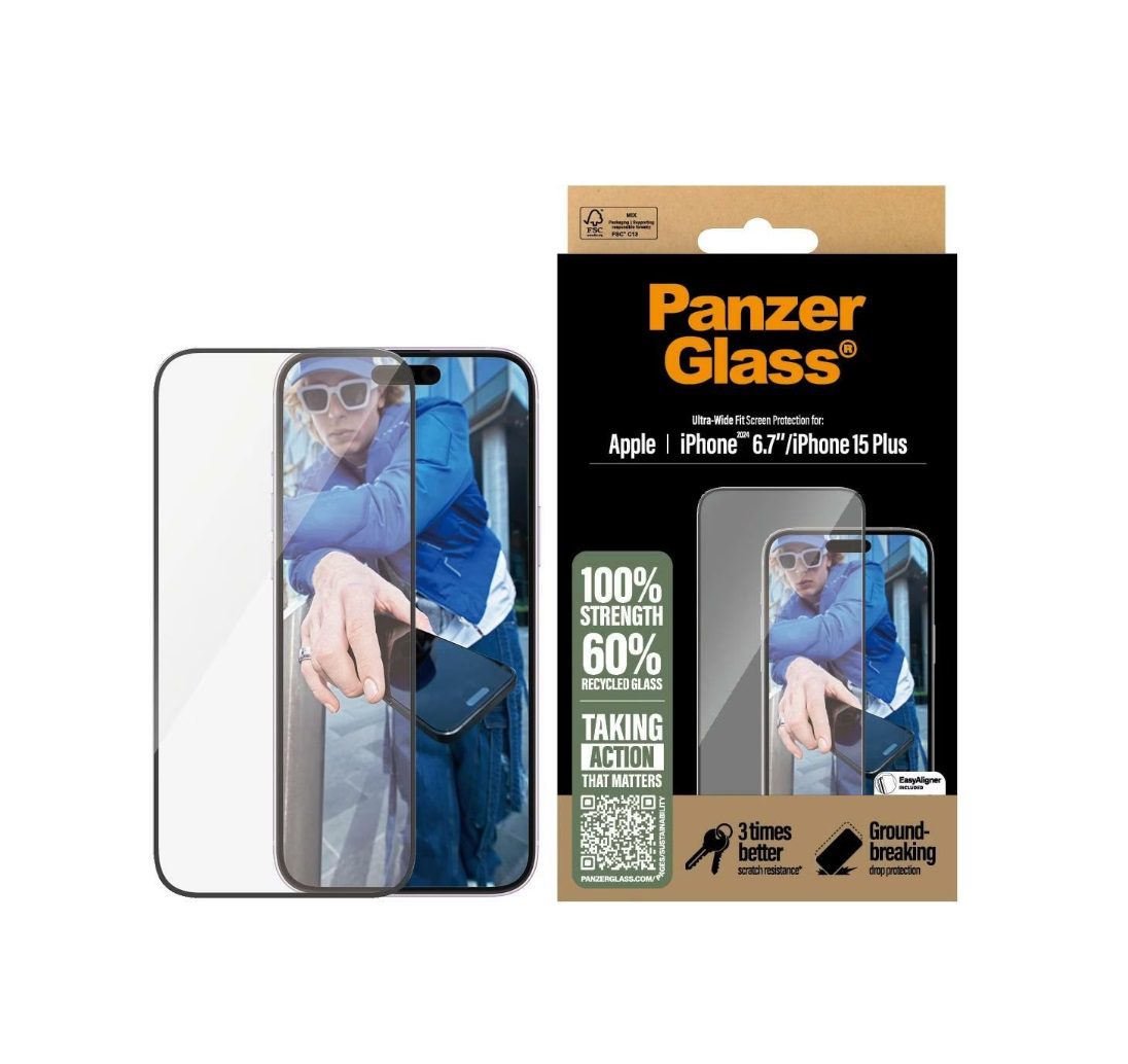 PanzerGlass Ultra-Wide Fit Screen Protector (1 Piece), iPhone 16 Plus