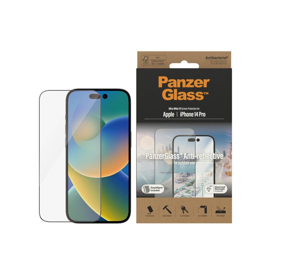 PanzerGlass Ultra-Wide Fit Anti-Reflective Screen Protector (1 Piece), iPhone 14 Pro