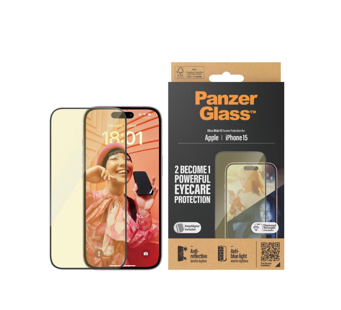 PanzerGlass EyeCare Screen Protection Ultra-Wide Fit (1 Piece), iPhone 15