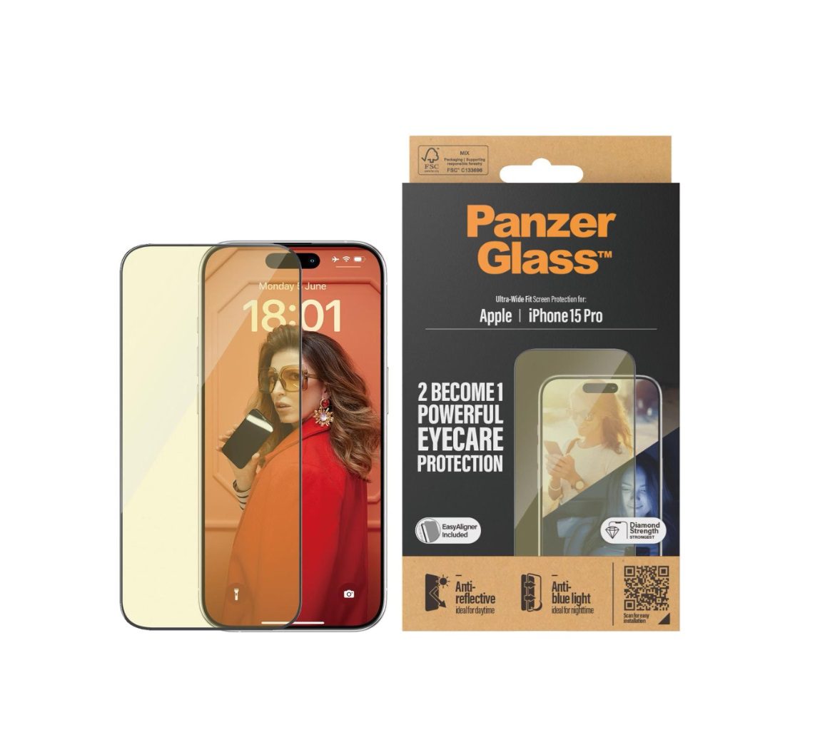 PanzerGlass EyeCare Screen Protection Ultra-Wide Fit (1 Piece), iPhone 15 Pro