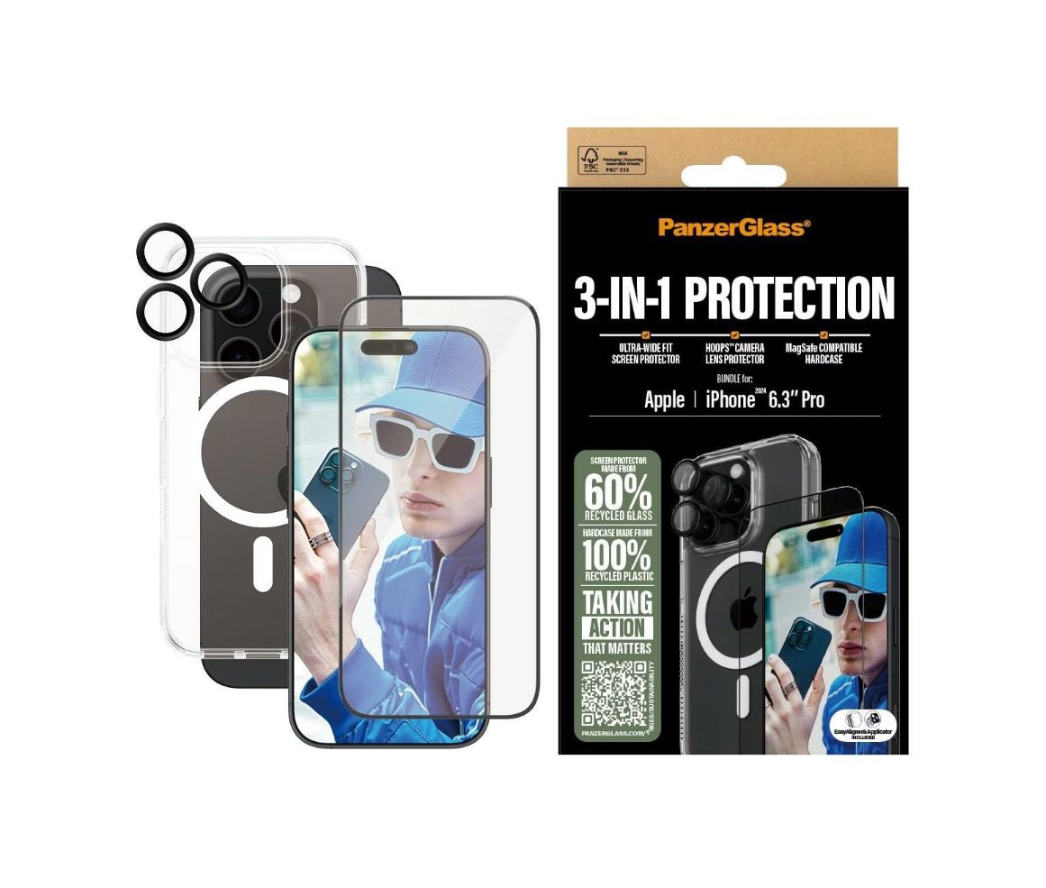 PanzerGlass Bundle Ultra-Wide Fit Glass + Case + Lens (1 Piece), iPhone 16 Pro
