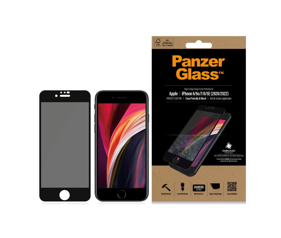PanzerGlass Case Friendly Privacy Screen Protector (1 Piece), iPhone 6s, iPhone SE (3rd Gen), iPhone SE (2nd Gen), iPhone 6, iPhone 8, iPhone 7