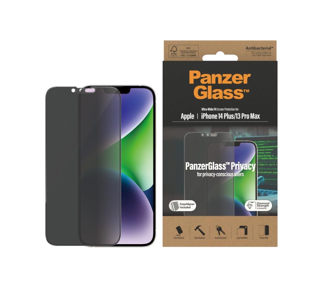 PanzerGlass Ultra-Wide Fit Privacy Screen Protector (1 Piece), iPhone 13 Pro Max, iPhone 14 Plus