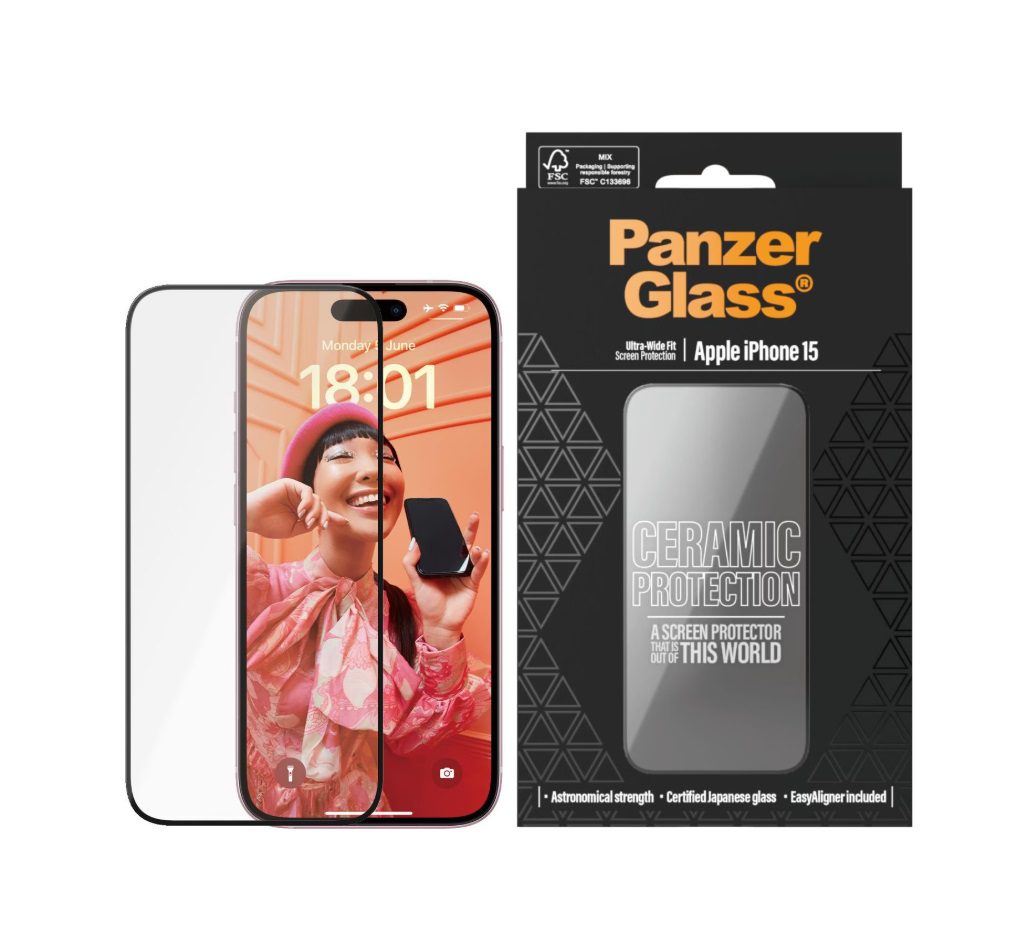 PanzerGlass Ceramic Screen Protector (1 Piece), iPhone 15