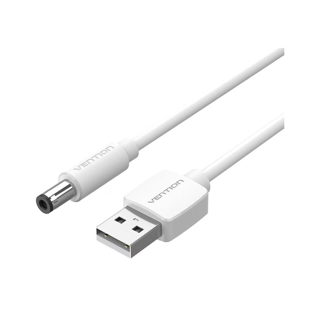 Vention 1.5m USB A to DC 5.5mm Cable - White