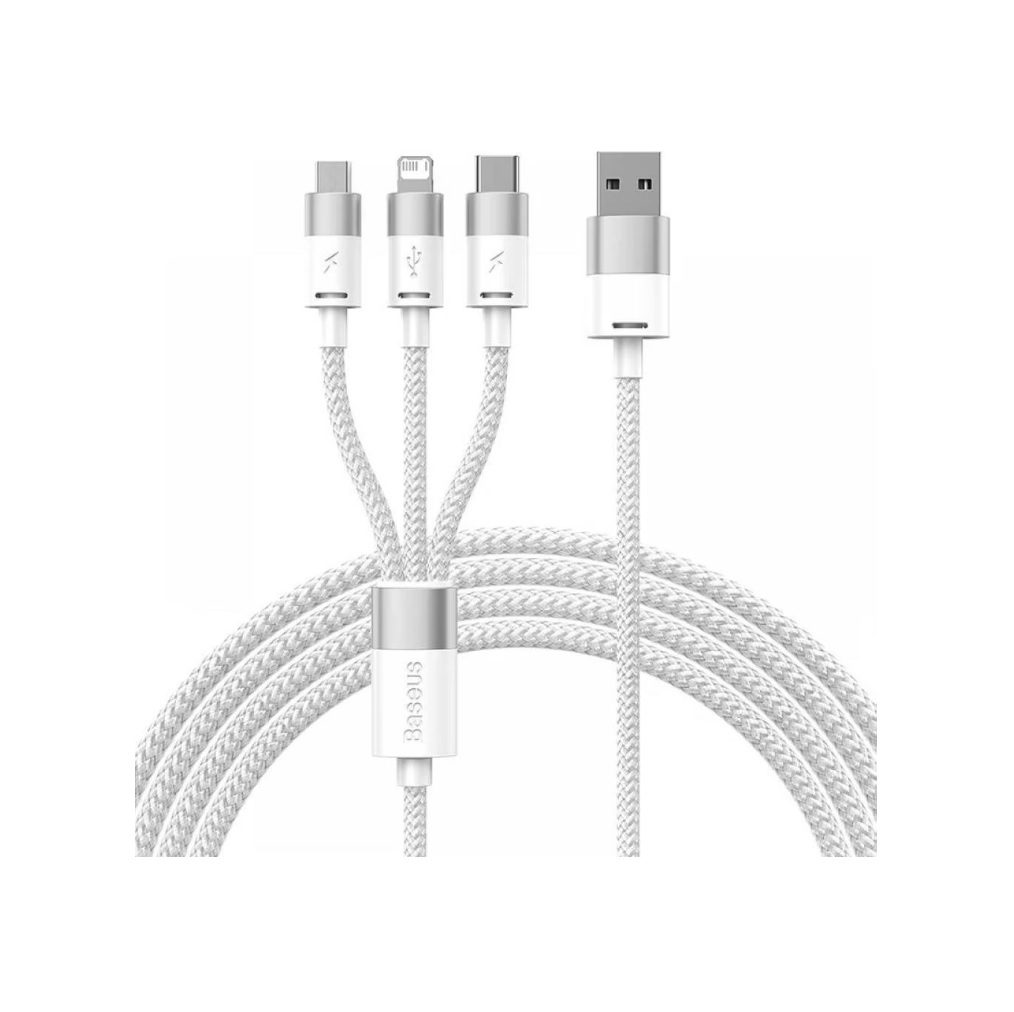 Baseus 3 in1 USB Cable 1.2m USB 3.2 Gen 1 White (CAXS000002)