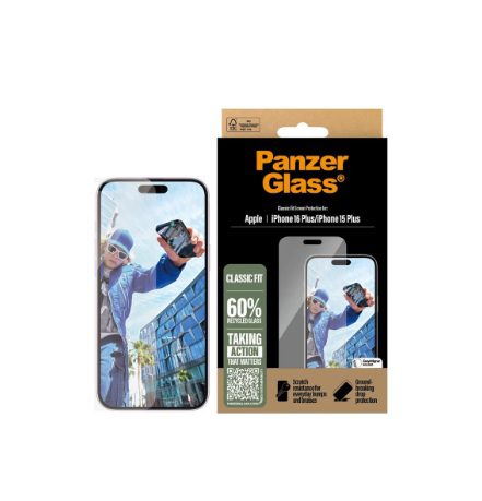 PanzerGlass Classic Fit (1 Piece), Apple iPhone 16 Plus, iPhone 15 Plus