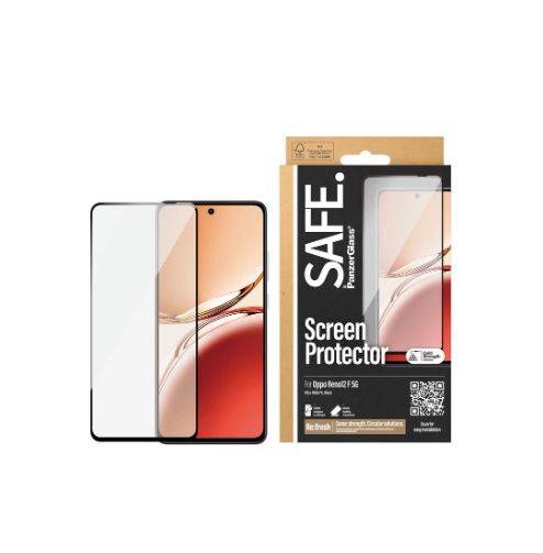 PanzerGlass SAFE. Screen Protector with Black Frame Ultra-Wide Fit (1 Piece), Oppo Reno12 F 5G, Oppo Reno12