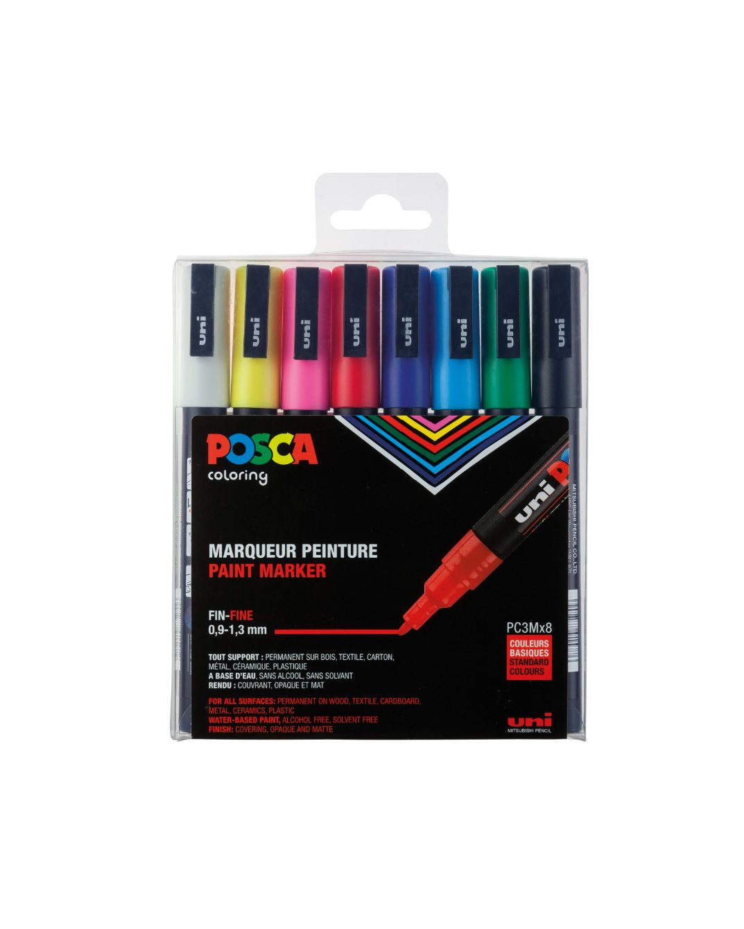 Posca Marker PC-3M Round tip (8 Piece) - Multi Colors