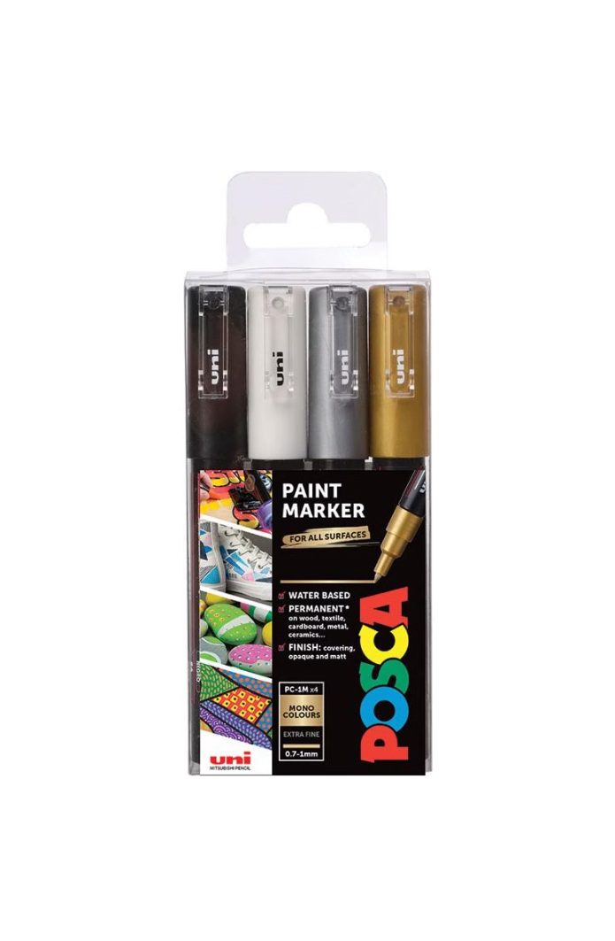 Posca Marker PC-1M Round tip (4 Piece) - Multi Colors